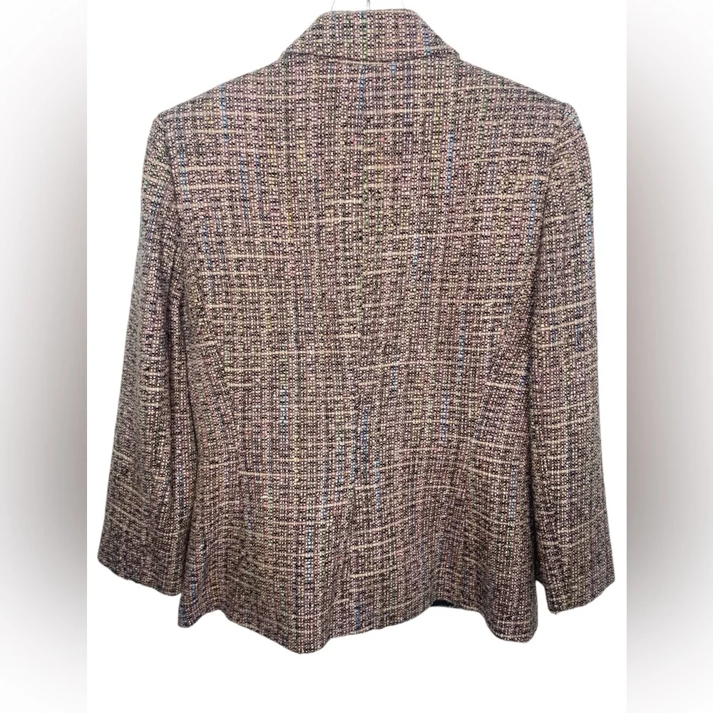 TAHARI Pink Black Mint and Blue tweed Two pocket classic Blazer Size Size 10 - Picture 2 of 7